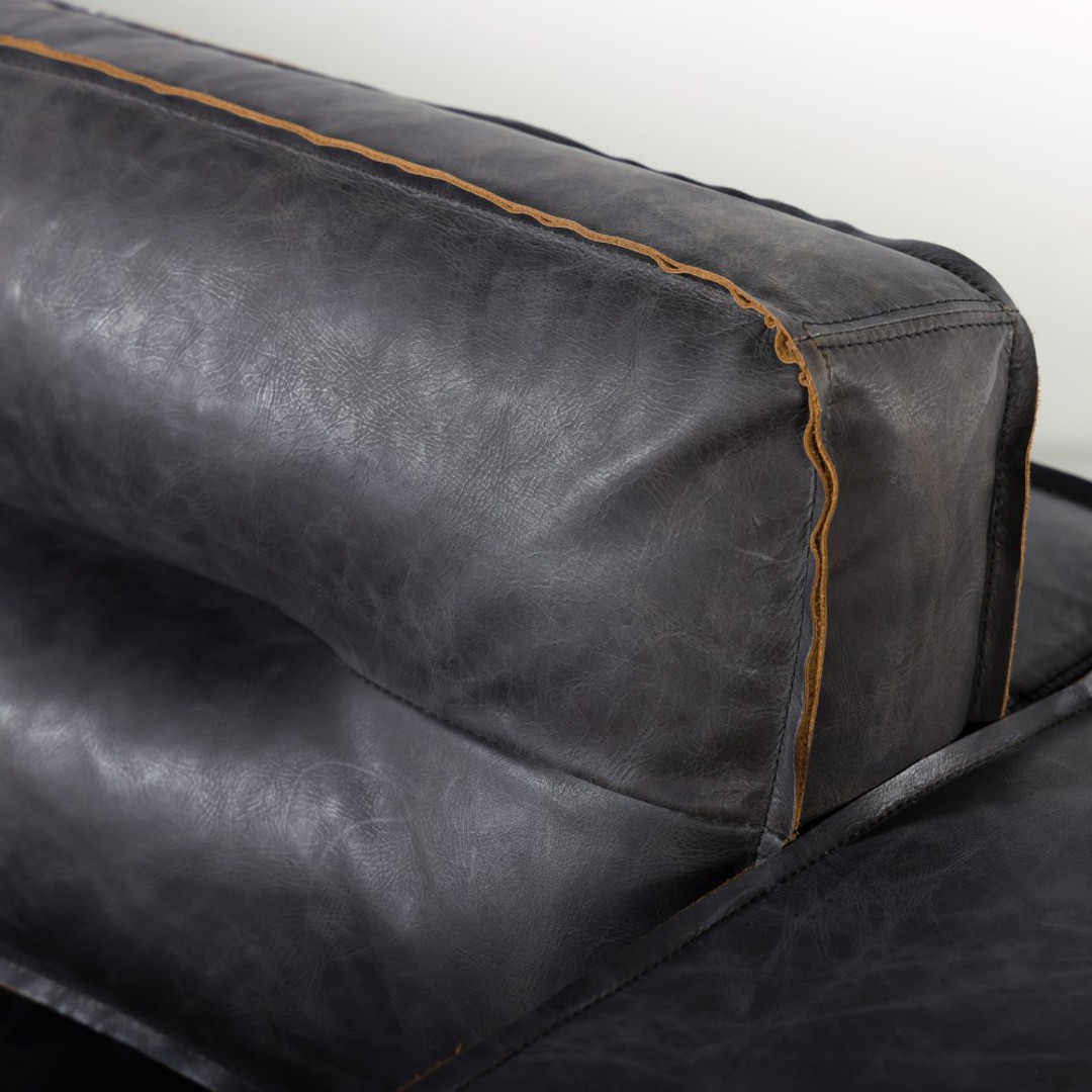 Casoria 3 Seater Leather Sofa - Antique Ebony image 9